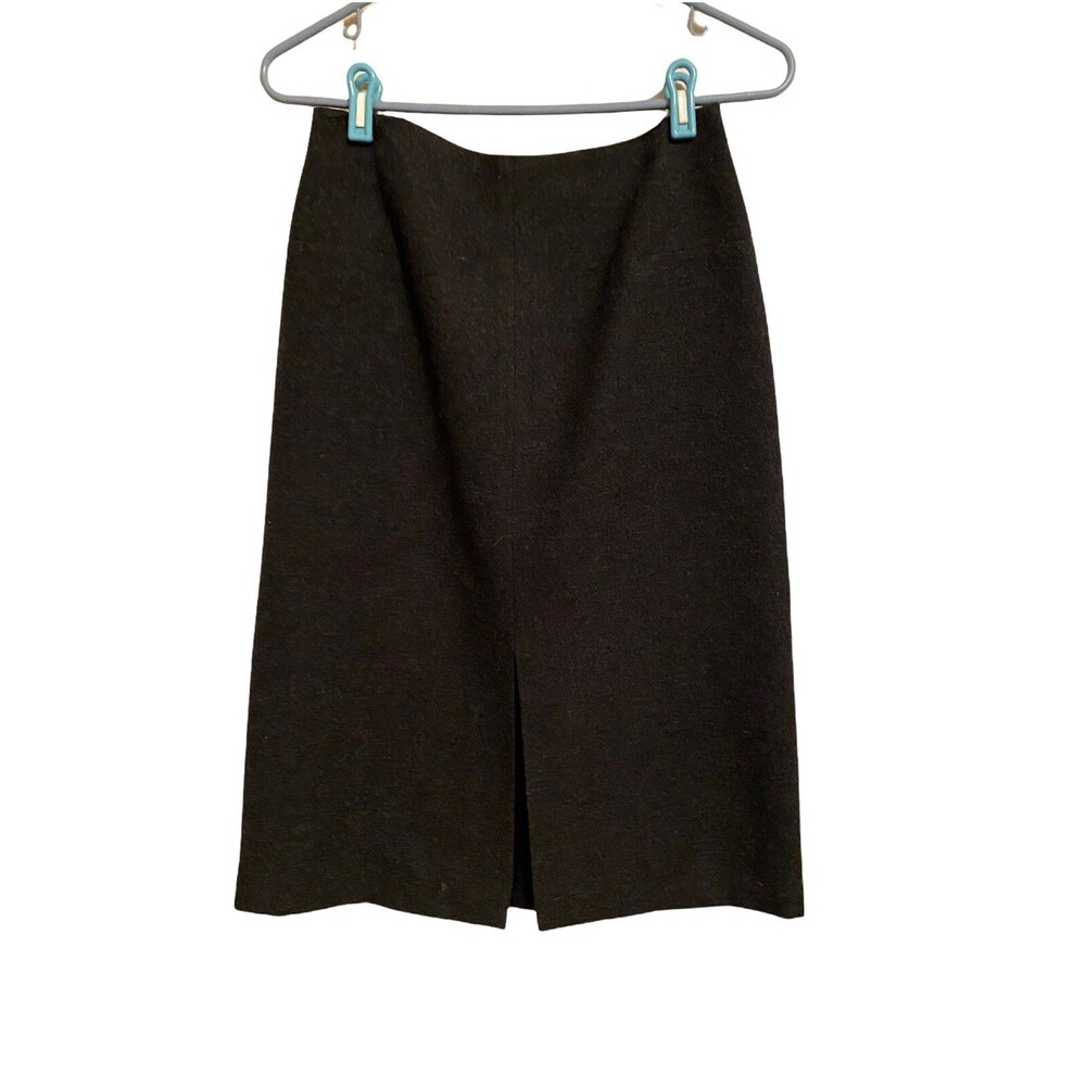 Jacob Wool Midi Pencil Skirt Size 3/4 Black Vintage Made In Canada
